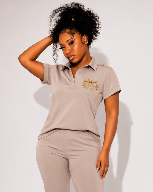 In The Moment Comfort 2 Piece Scrub Set - Taupe