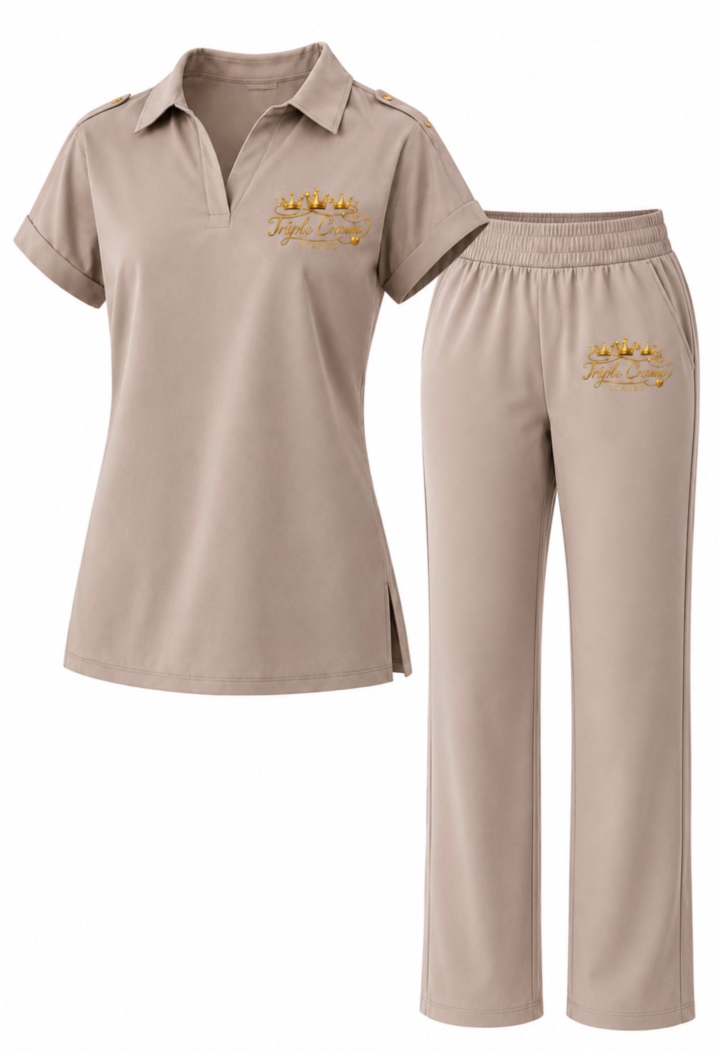 In The Moment Comfort 2 Piece Scrub Set - Taupe