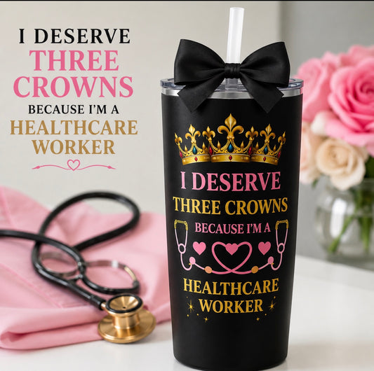 I Deserve Three Crowns Tumbler Black Bow