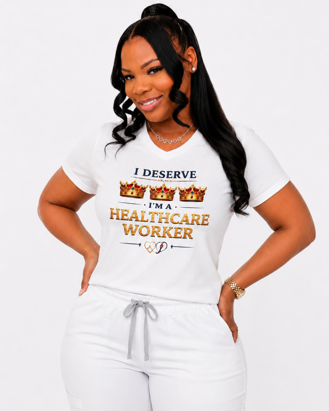 I Deserve 3 Crowns Tee - Healthcare White