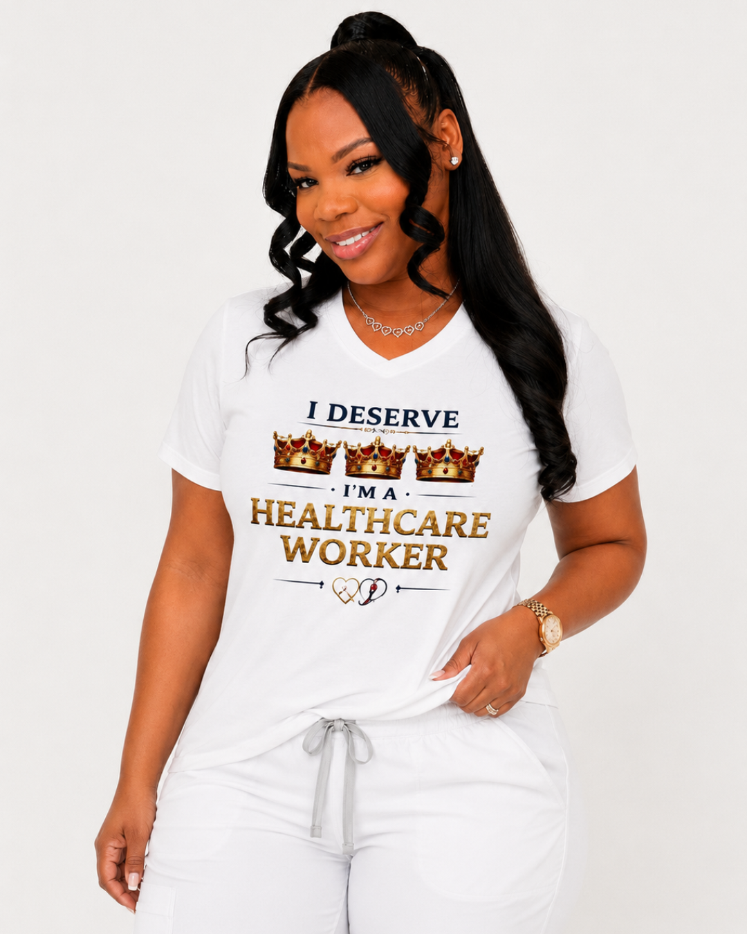I Deserve 3 Crowns Tee - Healthcare White